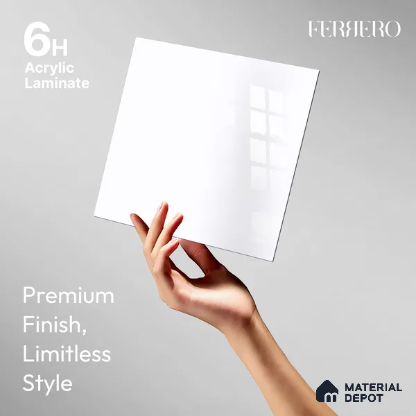 Ferrero 1C 01501 Cloudy Pearl 8 ft x 4 ft High Gloss Finish 6H Anti Scratch Acrylic Laminate - 1.5 mm | Suitable for Living Room, Kitchen, Office