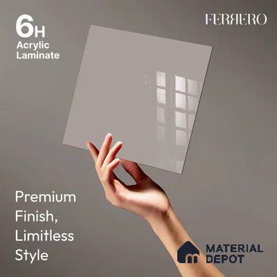 Ferrero 1C 01505 Misty Beige 8 ft x 4 ft High Gloss Finish 6H Anti Scratch Acrylic Laminate - 1.5 mm | Suitable for Living Room, Kitchen, Office