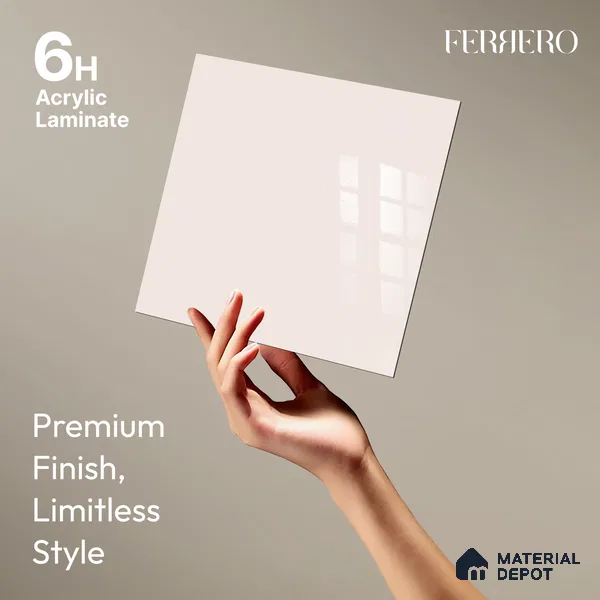 Ferrero 1C 01506 Blush Haze 8 ft x 4 ft High Gloss Finish 6H Anti Scratch Acrylic Laminate - 1.5 mm | Suitable for Living Room, Kitchen, Office