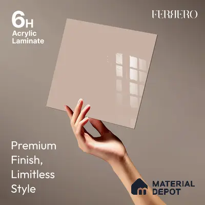 Ferrero 1C 01507 Desert Blush 8 ft x 4 ft High Gloss Finish 6H Anti Scratch Acrylic Laminate - 1.5 mm | Suitable for Living Room, Kitchen, Office