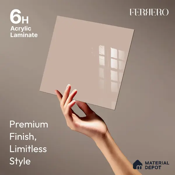 Ferrero 1C 01507 Desert Blush 8 ft x 4 ft High Gloss Finish 6H Anti Scratch Acrylic Laminate - 1.5 mm | Suitable for Living Room, Kitchen, Office