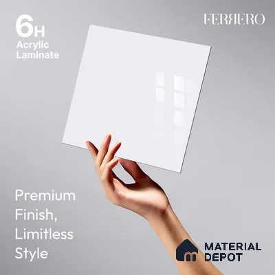 Ferrero 1C 01508 Velvet Frost 8 ft x 4 ft High Gloss Finish 6H Anti Scratch Acrylic Laminate - 1.5 mm | Suitable for Living Room, Kitchen, Office