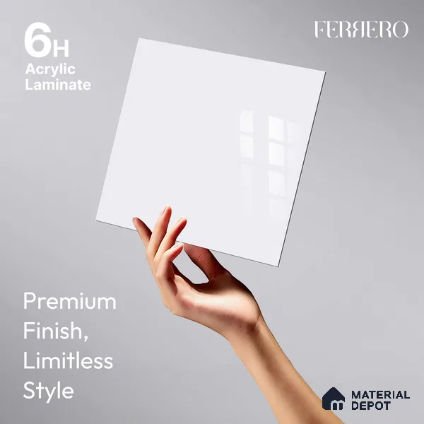 Ferrero 1C 01508 Velvet Frost 8 ft x 4 ft High Gloss Finish 6H Anti Scratch Acrylic Laminate - 1.5 mm | Suitable for Living Room, Kitchen, Office