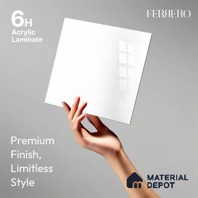 Ferrero 1C 01571 Fresh Linen 8 ft x 4 ft High Gloss Finish 6H Anti Scratch Acrylic Laminate - 1.5 mm | Suitable for Living Room, Kitchen, Office