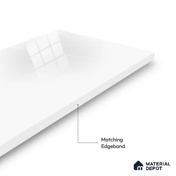 Ferrero 1C 01502 Snow White 8 ft x 4 ft High Gloss Finish 6H Anti Scratch Acrylic Laminate - 1.5 mm | Suitable for Living Room, Kitchen, Office