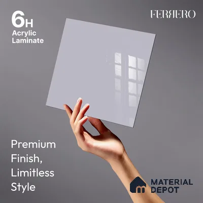 Ferrero 1C 01572 Misty Mauve 8 ft x 4 ft High Gloss Finish 6H Anti Scratch Acrylic Laminate - 1.5 mm | Suitable for Living Room, Kitchen, Office