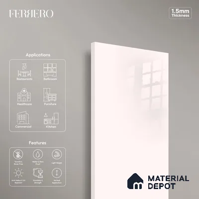 Ferrero 1C 01515 Gentle Blossom 8 ft x 4 ft High Gloss Finish 6H Anti Scratch Acrylic Laminate - 1.5 mm | Suitable for Living Room, Kitchen, Office