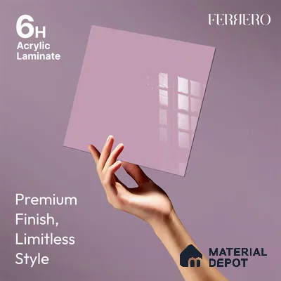 Ferrero 1C 01516 Dusky Rose 8 ft x 4 ft High Gloss Finish 6H Anti Scratch Acrylic Laminate - 1.5 mm | Suitable for Living Room, Kitchen, Office