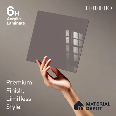 Ferrero 1C 01511 Ashwood Brown 8 ft x 4 ft High Gloss Finish 6H Anti Scratch Acrylic Laminate - 1.5 mm | Suitable for Living Room, Kitchen, Office