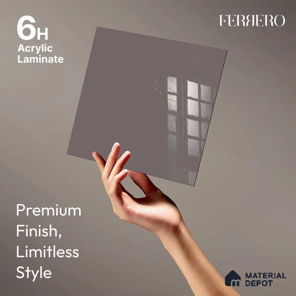 Ferrero 1C 01511 Ashwood Brown 8 ft x 4 ft High Gloss Finish 6H Anti Scratch Acrylic Laminate - 1.5 mm | Suitable for Living Room, Kitchen, Office