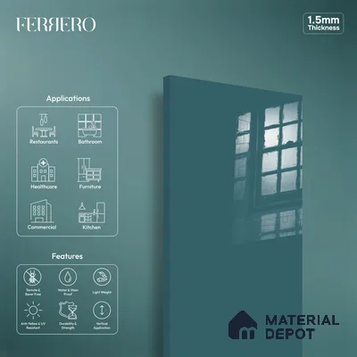 Ferrero 1C 01521 Cloudy Pearl 8 ft x 4 ft High Gloss Finish 6H Anti Scratch Acrylic Laminate - 1.5 mm | Suitable for Living Room, Kitchen, Office