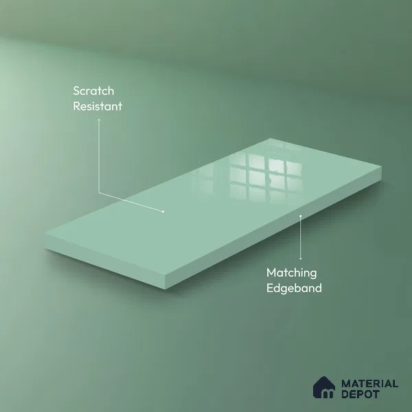 Ferrero 1C 01522 Breeze Green 8 ft x 4 ft High Gloss Finish 6H Anti Scratch Acrylic Laminate - 1.5 mm | Suitable for Living Room, Kitchen, Office
