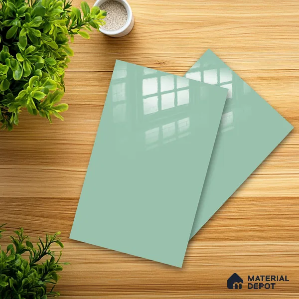 Ferrero 1C 01522 Breeze Green 8 ft x 4 ft High Gloss Finish 6H Anti Scratch Acrylic Laminate - 1.5 mm | Suitable for Living Room, Kitchen, Office