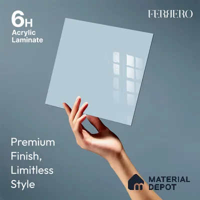 Ferrero 1C 01519 Pale Ocean 8 ft x 4 ft High Gloss Finish 6H Anti Scratch Acrylic Laminate - 1.5 mm | Suitable for Living Room, Kitchen, Office