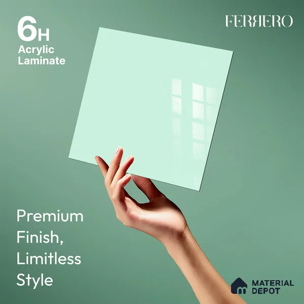 Ferrero 1C 01518 Garden Glow 8 ft x 4 ft High Gloss Finish 6H Anti Scratch Acrylic Laminate - 1.5 mm | Suitable for Living Room, Kitchen, Office