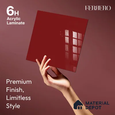 Ferrero 1C 01527 Dark Garnet 8 ft x 4 ft High Gloss Finish 6H Anti Scratch Acrylic Laminate - 1.5 mm | Suitable for Bedroom, TV Unit, Wardrobe, Kitchen Cabinet