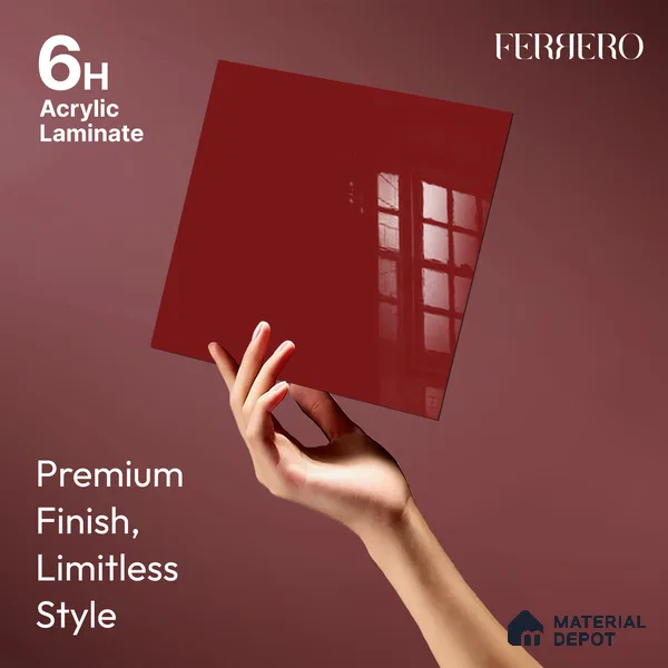 Ferrero 1C 01527 Dark Garnet 8 ft x 4 ft High Gloss Finish 6H Anti Scratch Acrylic Laminate - 1.5 mm | Suitable for Bedroom, TV Unit, Wardrobe, Kitchen Cabinet