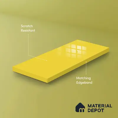 Ferrero 1C 01525 Lemon Zest 8 ft x 4 ft High Gloss Finish 6H Anti Scratch Acrylic Laminate - 1.5 mm | Suitable for Living Room, Kitchen, Office