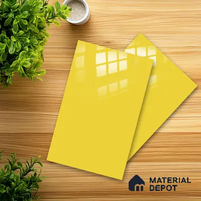 Ferrero 1C 01525 Lemon Zest 8 ft x 4 ft High Gloss Finish 6H Anti Scratch Acrylic Laminate - 1.5 mm | Suitable for Living Room, Kitchen, Office