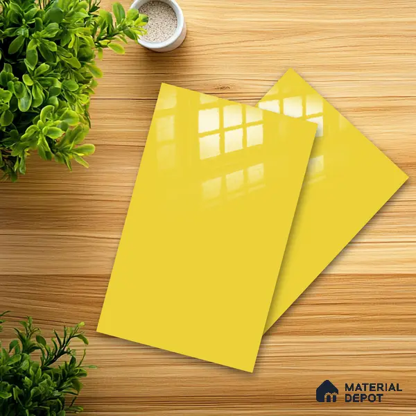 Ferrero 1C 01525 Lemon Zest 8 ft x 4 ft High Gloss Finish 6H Anti Scratch Acrylic Laminate - 1.5 mm | Suitable for Living Room, Kitchen, Office