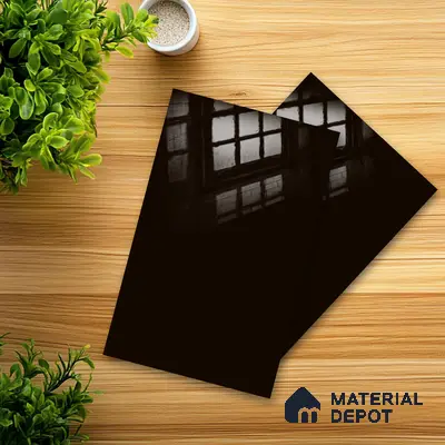 Ferrero 1C 01556 Black 8 ft x 4 ft High Gloss Finish 6H Anti Scratch Acrylic Laminate - 1.5 mm | Suitable for Living Room, Kitchen, Office