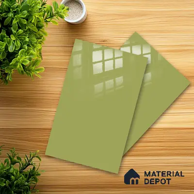Ferrero 1C 01524 Harvest Olive 8 ft x 4 ft High Gloss Finish 6H Anti Scratch Acrylic Laminate - 1.5 mm | Suitable for Living Room, Kitchen, Office