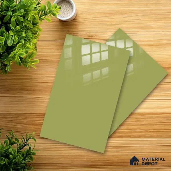 Ferrero 1C 01524 Harvest Olive 8 ft x 4 ft High Gloss Finish 6H Anti Scratch Acrylic Laminate - 1.5 mm | Suitable for Living Room, Kitchen, Office