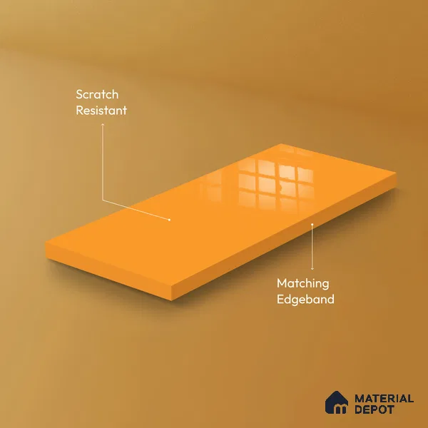 Ferrero 1C 01526 Pumpkin Spice 8 ft x 4 ft High Gloss Finish 6H Anti Scratch Acrylic Laminate - 1.5 mm | Suitable for Bedroom, TV Unit, Wardrobe, Kitchen Cabinet