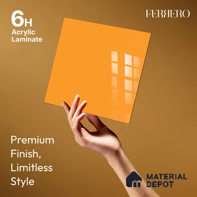 Ferrero 1C 01526 Pumpkin Spice 8 ft x 4 ft High Gloss Finish 6H Anti Scratch Acrylic Laminate - 1.5 mm | Suitable for Bedroom, TV Unit, Wardrobe, Kitchen Cabinet