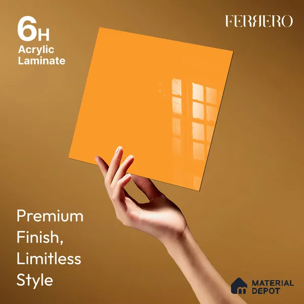 Ferrero 1C 01526 Pumpkin Spice 8 ft x 4 ft High Gloss Finish 6H Anti Scratch Acrylic Laminate - 1.5 mm | Suitable for Bedroom, TV Unit, Wardrobe, Kitchen Cabinet