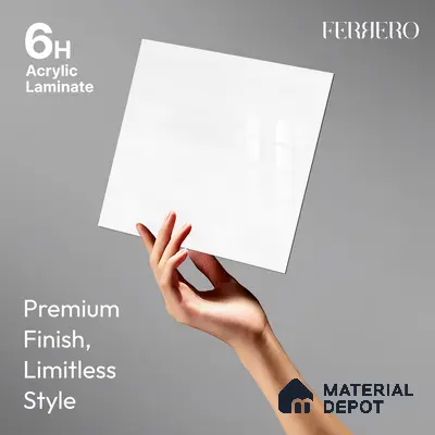 Ferrero 1C 01529 Silver Spark 8 ft x 4 ft High Gloss Finish 6H Anti Scratch Acrylic Laminate - 1.5 mm | Suitable for Bedroom, TV Unit, Wardrobe, Kitchen Cabinet