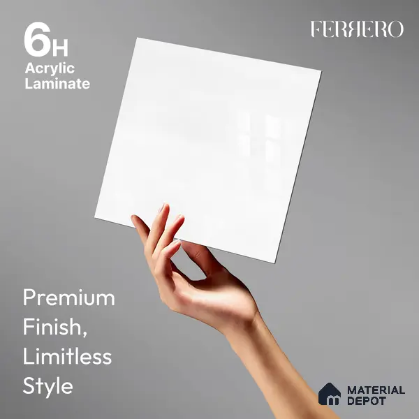 Ferrero 1C 01529 Silver Spark 8 ft x 4 ft High Gloss Finish 6H Anti Scratch Acrylic Laminate - 1.5 mm | Suitable for Bedroom, TV Unit, Wardrobe, Kitchen Cabinet