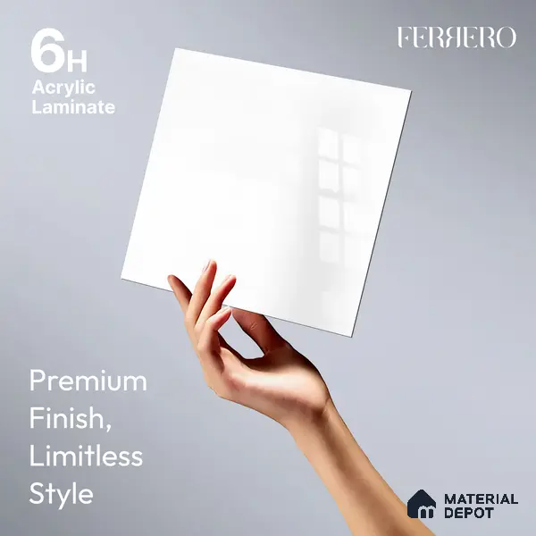 Ferrero 1C 01530 Diamond Dust 8 ft x 4 ft High Gloss Finish 6H Anti Scratch Acrylic Laminate - 1.5 mm | Suitable for Bedroom, TV Unit, Wardrobe, Kitchen Cabinet