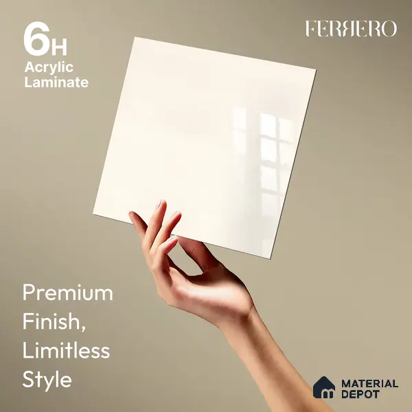 Ferrero 1C 01531 Twinkling Peach 8 ft x 4 ft High Gloss Finish 6H Anti Scratch Acrylic Laminate - 1.5 mm | Suitable for Living Room, Kitchen, Office