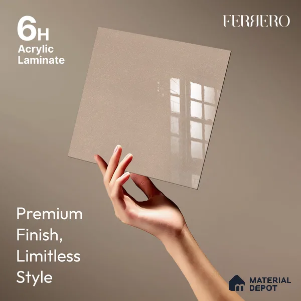 Ferrero 1C 01532 Glimmering Bronze 8 ft x 4 ft High Gloss Finish 6H Anti Scratch Acrylic Laminate - 1.5 mm | Suitable for Bedroom, TV Unit, Wardrobe, Kitchen Cabinet