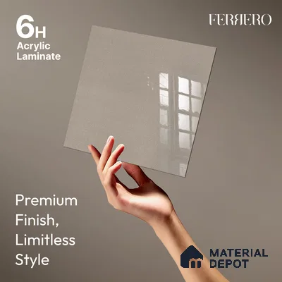 Ferrero 1C 01533 Sparkling Ashwood 8 ft x 4 ft High Gloss Finish 6H Anti Scratch Acrylic Laminate - 1.5 mm | Suitable for Bedroom, TV Unit, Wardrobe, Kitchen Cabinet