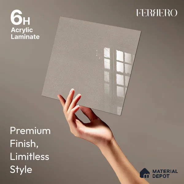 Ferrero 1C 01533 Sparkling Ashwood 8 ft x 4 ft High Gloss Finish 6H Anti Scratch Acrylic Laminate - 1.5 mm | Suitable for Bedroom, TV Unit, Wardrobe, Kitchen Cabinet