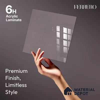 Ferrero 1C 01534 Dazzling Shadow 8 ft x 4 ft High Gloss Finish 6H Anti Scratch Acrylic Laminate - 1.5 mm | Suitable for Bedroom, TV Unit, Wardrobe, Kitchen Cabinet