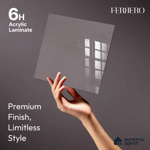 Ferrero 1C 01534 Dazzling Shadow 8 ft x 4 ft High Gloss Finish 6H Anti Scratch Acrylic Laminate - 1.5 mm | Suitable for Bedroom, TV Unit, Wardrobe, Kitchen Cabinet