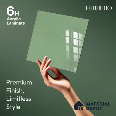 Ferrero 1C 01538 Lime Glint 8 ft x 4 ft High Gloss Finish 6H Anti Scratch Acrylic Laminate - 1.5 mm | Suitable for Bedroom, TV Unit, Wardrobe, Kitchen Cabinet