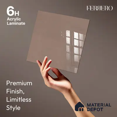 Ferrero 1C 01555 Metallic Mocha 8 ft x 4 ft High Gloss Finish 6H Anti Scratch Acrylic Laminate - 1.5 mm | Suitable for Bedroom, TV Unit, Wardrobe, Kitchen Cabinet