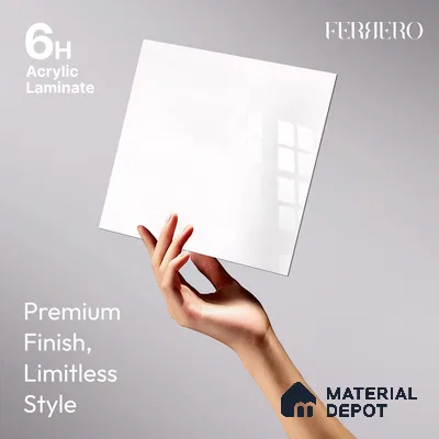 Ferrero 1C 01539 Pearl Platinum 8 ft x 4 ft High Gloss Finish 6H Anti Scratch Acrylic Laminate - 1.5 mm | Suitable for Bedroom, TV Unit, Wardrobe, Kitchen Cabinet