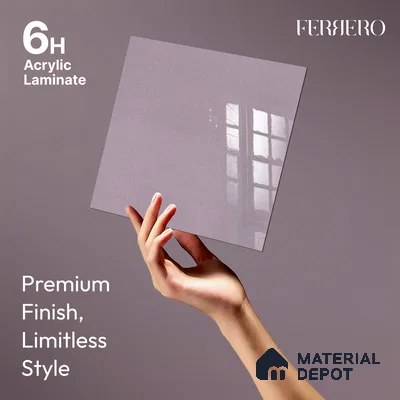 Ferrero 1C 01540 Antique Violet 8 ft x 4 ft High Gloss Finish 6H Anti Scratch Acrylic Laminate - 1.5 mm | Suitable for Bedroom, TV Unit, Wardrobe, Kitchen Cabinet