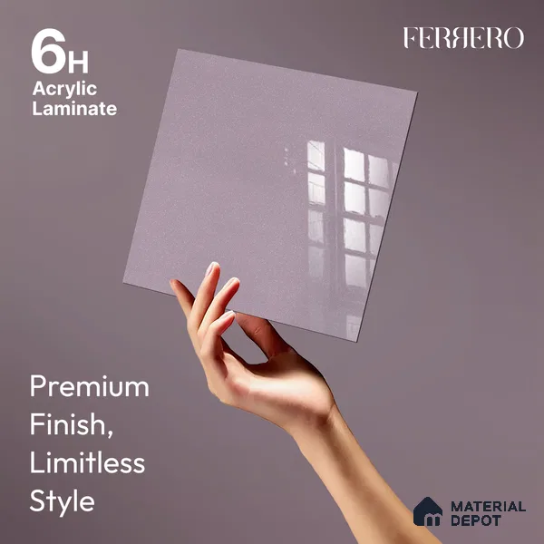 Ferrero 1C 01540 Antique Violet 8 ft x 4 ft High Gloss Finish 6H Anti Scratch Acrylic Laminate - 1.5 mm | Suitable for Bedroom, TV Unit, Wardrobe, Kitchen Cabinet