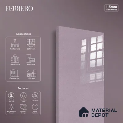 Ferrero 1C 01540 Antique Violet 8 ft x 4 ft High Gloss Finish 6H Anti Scratch Acrylic Laminate - 1.5 mm | Suitable for Bedroom, TV Unit, Wardrobe, Kitchen Cabinet