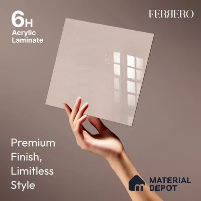Ferrero 1C 01557 Bronzed Sand 8 ft x 4 ft High Gloss Finish 6H Anti Scratch Acrylic Laminate - 1.5 mm | Suitable for Bedroom, TV Unit, Wardrobe, Kitchen Cabinet
