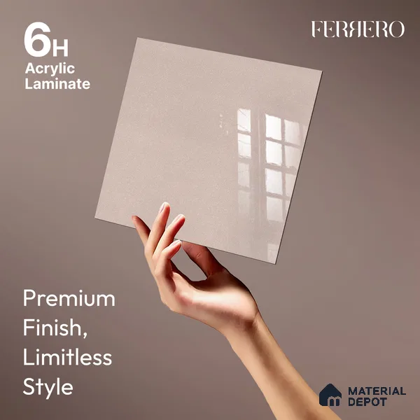 Ferrero 1C 01557 Bronzed Sand 8 ft x 4 ft High Gloss Finish 6H Anti Scratch Acrylic Laminate - 1.5 mm | Suitable for Bedroom, TV Unit, Wardrobe, Kitchen Cabinet