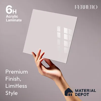 Ferrero 1C 01562 Soft Mauve 8 ft x 4 ft High Gloss Finish 6H Anti Scratch Acrylic Laminate - 1.5 mm | Suitable for Living Room, Kitchen, Office