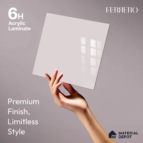 Ferrero 1C 01562 Soft Mauve 8 ft x 4 ft High Gloss Finish 6H Anti Scratch Acrylic Laminate - 1.5 mm | Suitable for Living Room, Kitchen, Office