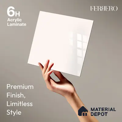 Ferrero 1C 01568 Ivory Peach 8 ft x 4 ft High Gloss Finish 6H Anti Scratch Acrylic Laminate - 1.5 mm | Suitable for Living Room, Kitchen, Office